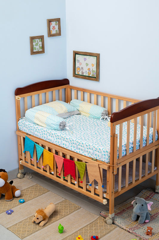 Blue Penguin Baby Bedding Cot Set