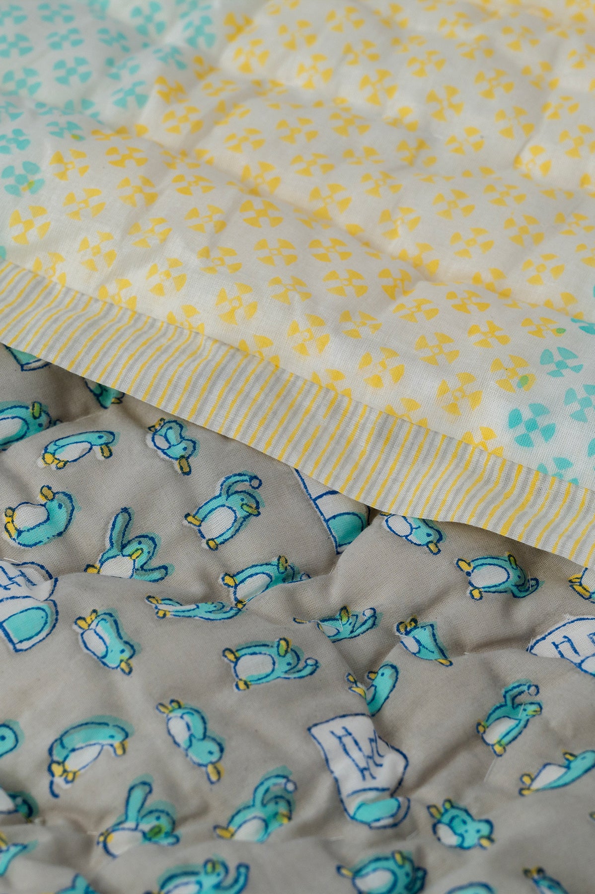 Blue Penguin Baby Bedding Cot Set