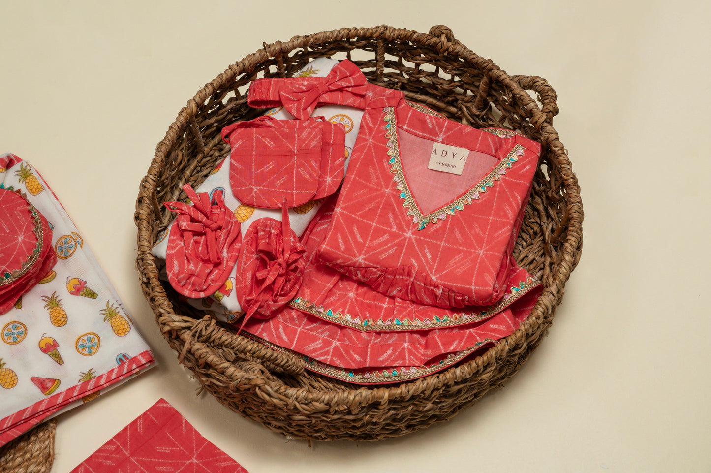 Newborn Pink Shibori Jamna Set for Girl