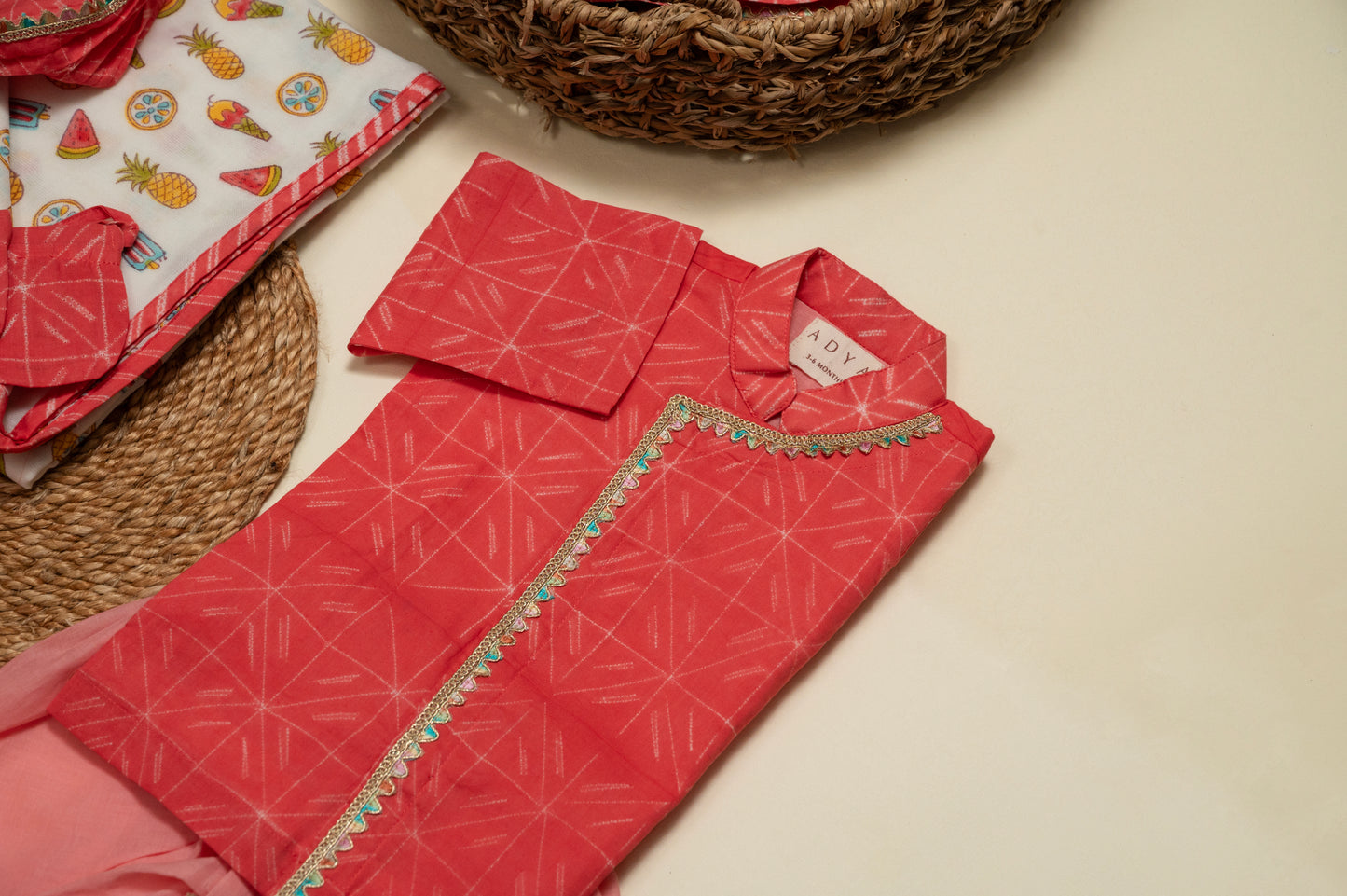 Newborn Pink Shibori Jamna Set for Boy