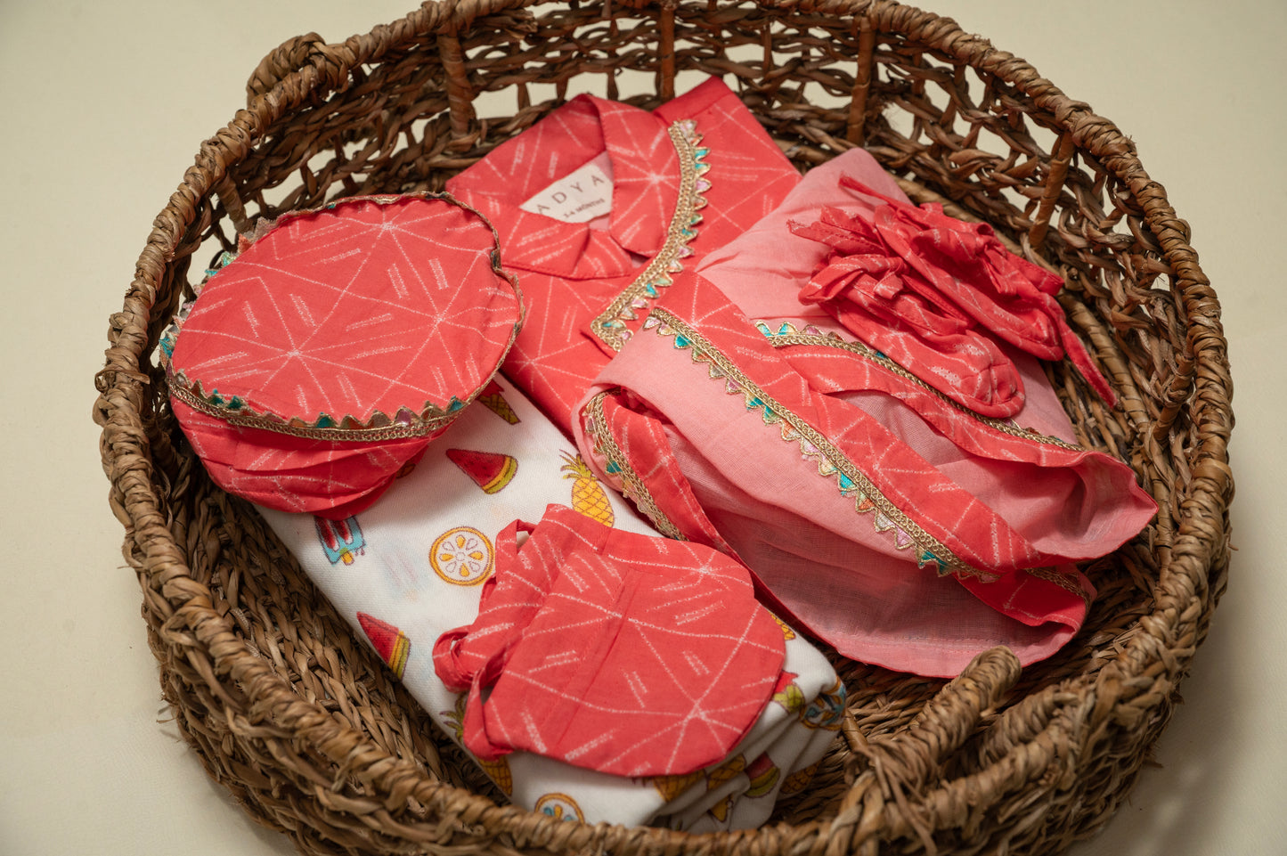 Newborn Pink Shibori Jamna Set for Boy