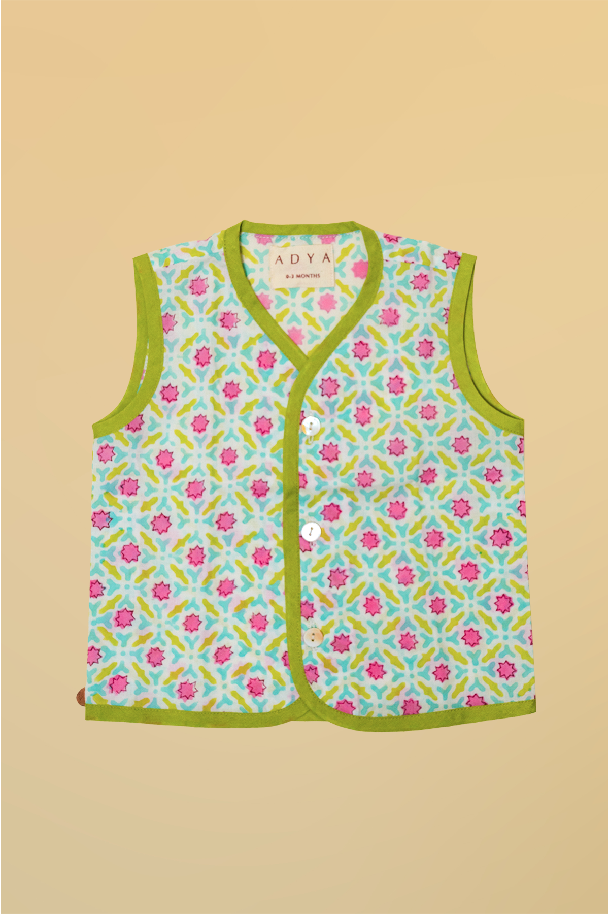 Blue & Pink Star Cotton Infant Jhabla