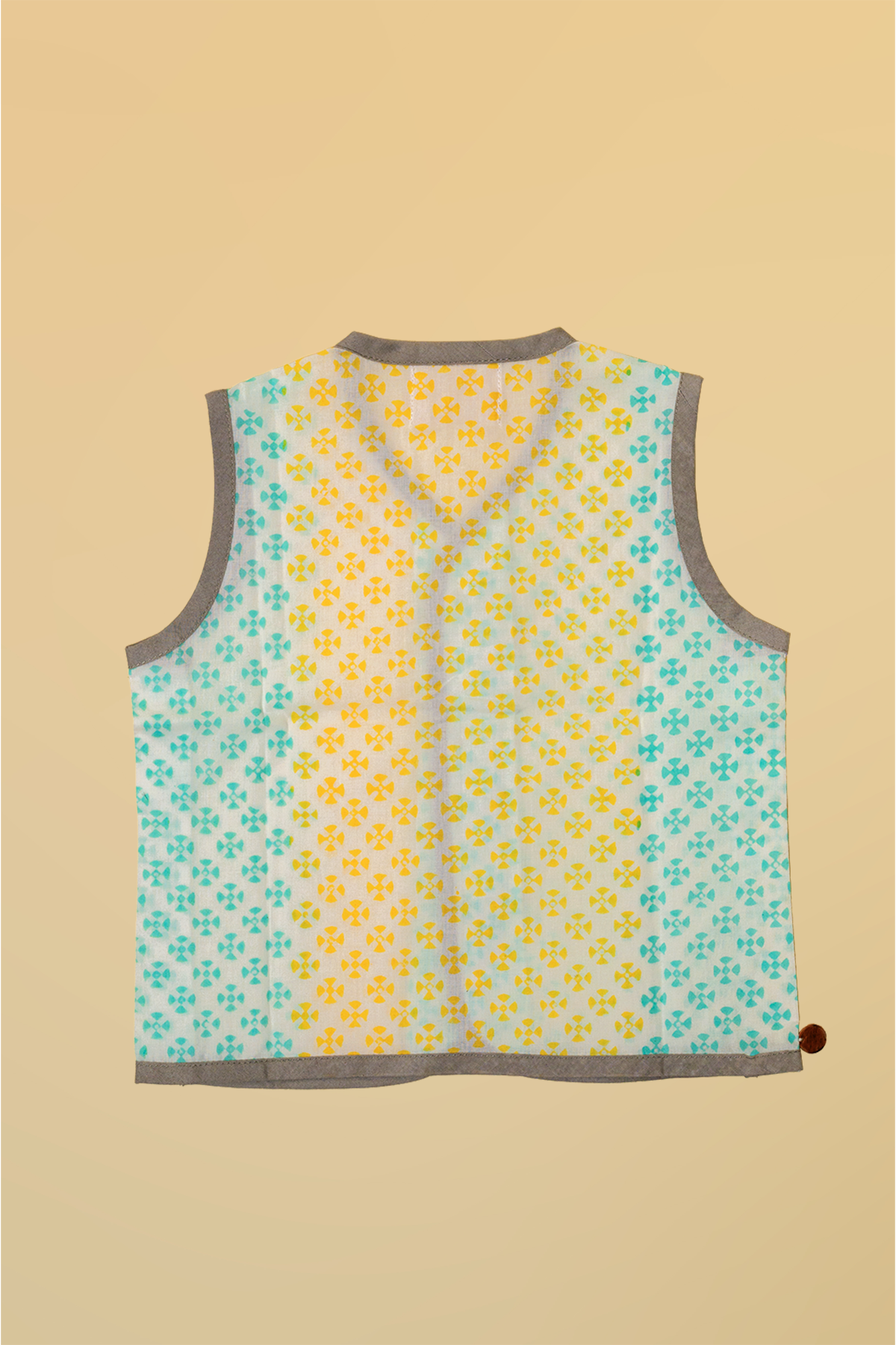 Blue & Yellow Linear Infant Jhabla