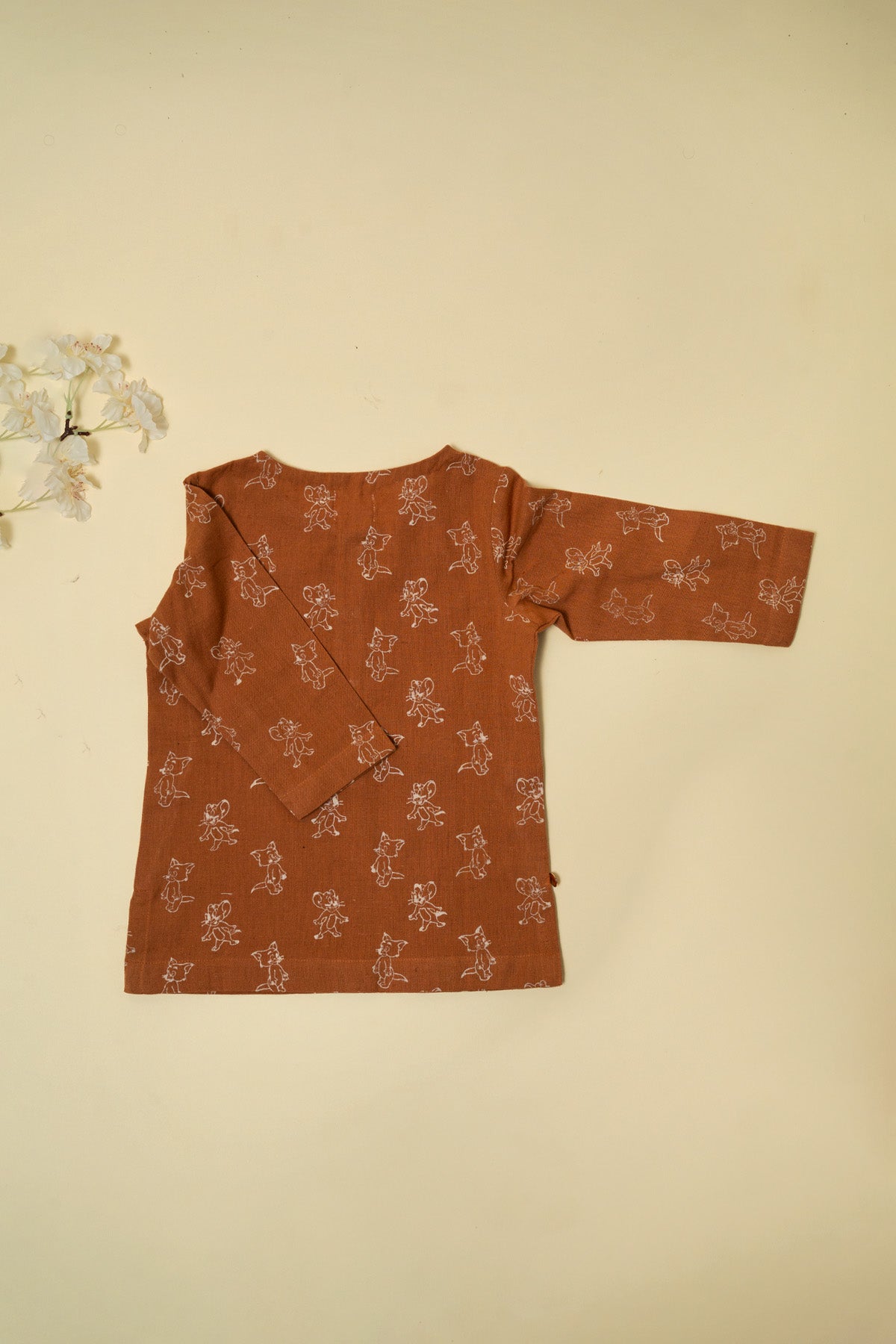 Brown Tom & Jerry Block Print Kurta Set