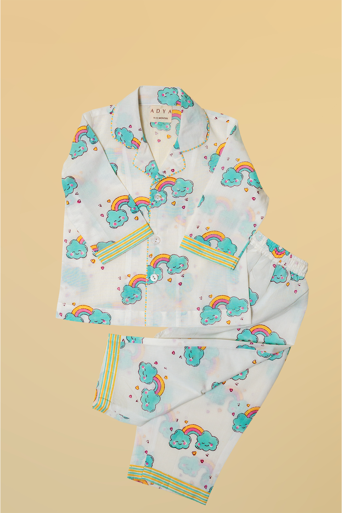 Blue & Pink Clouds Kids Night Suit