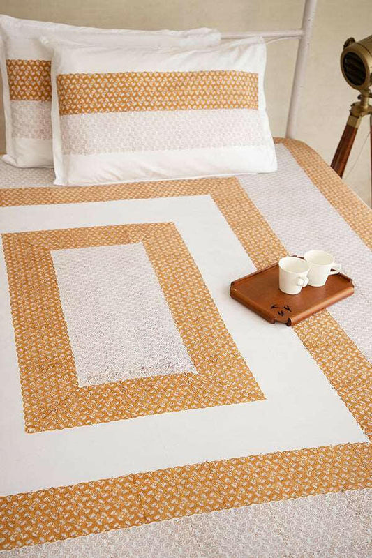 Caramel Brown Water Lotus Bedsheet