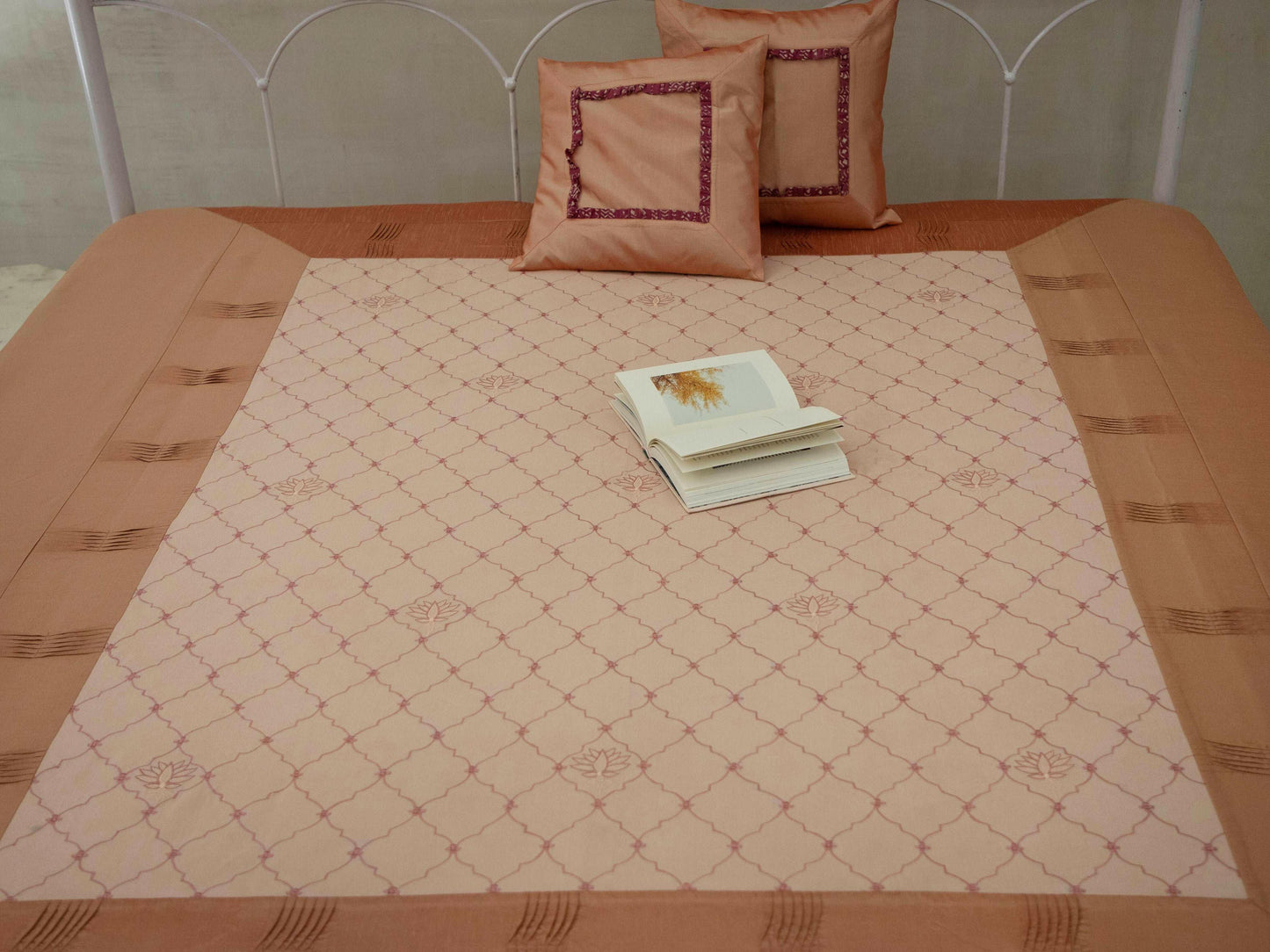 Fossil & Orange Sacred Lotus Premium Bedcover