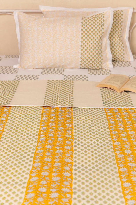Golden Lime Magnolia Cotton Dohar