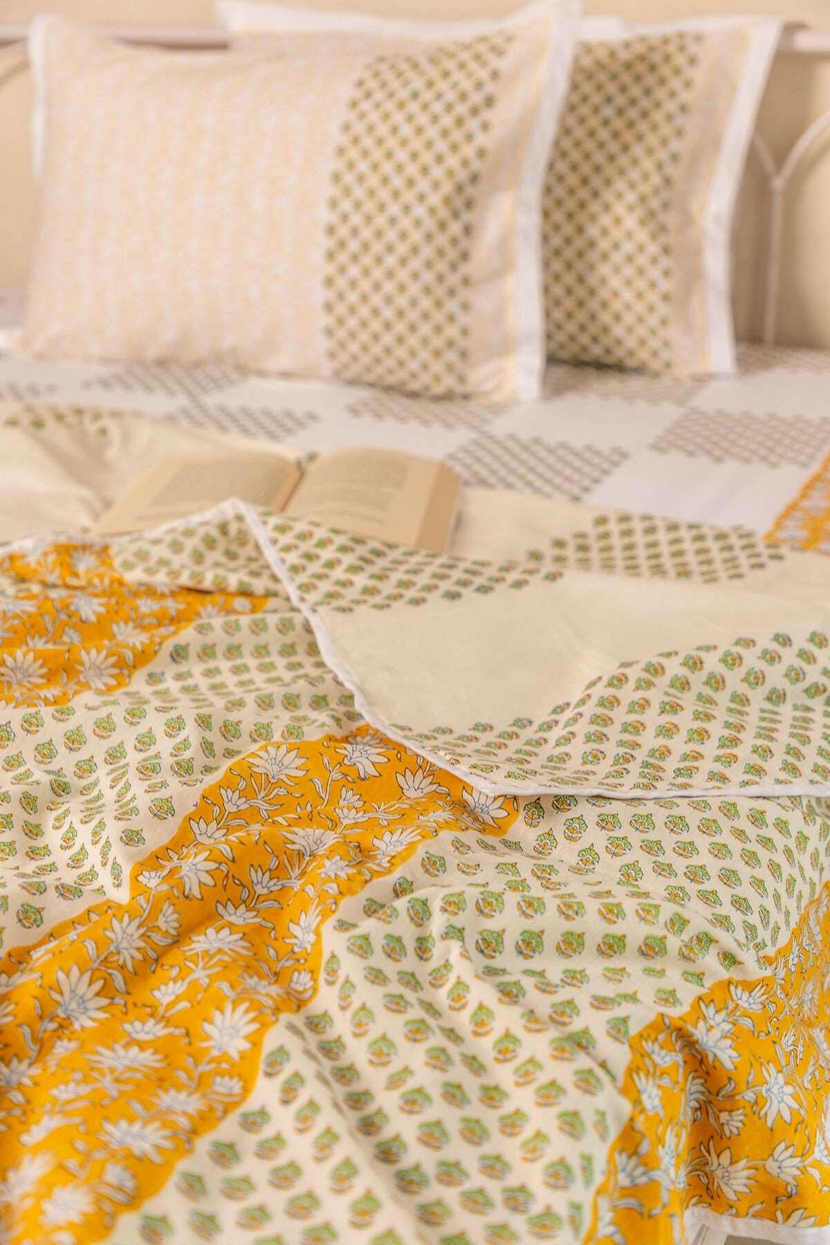 Golden Lime Magnolia Cotton Dohar
