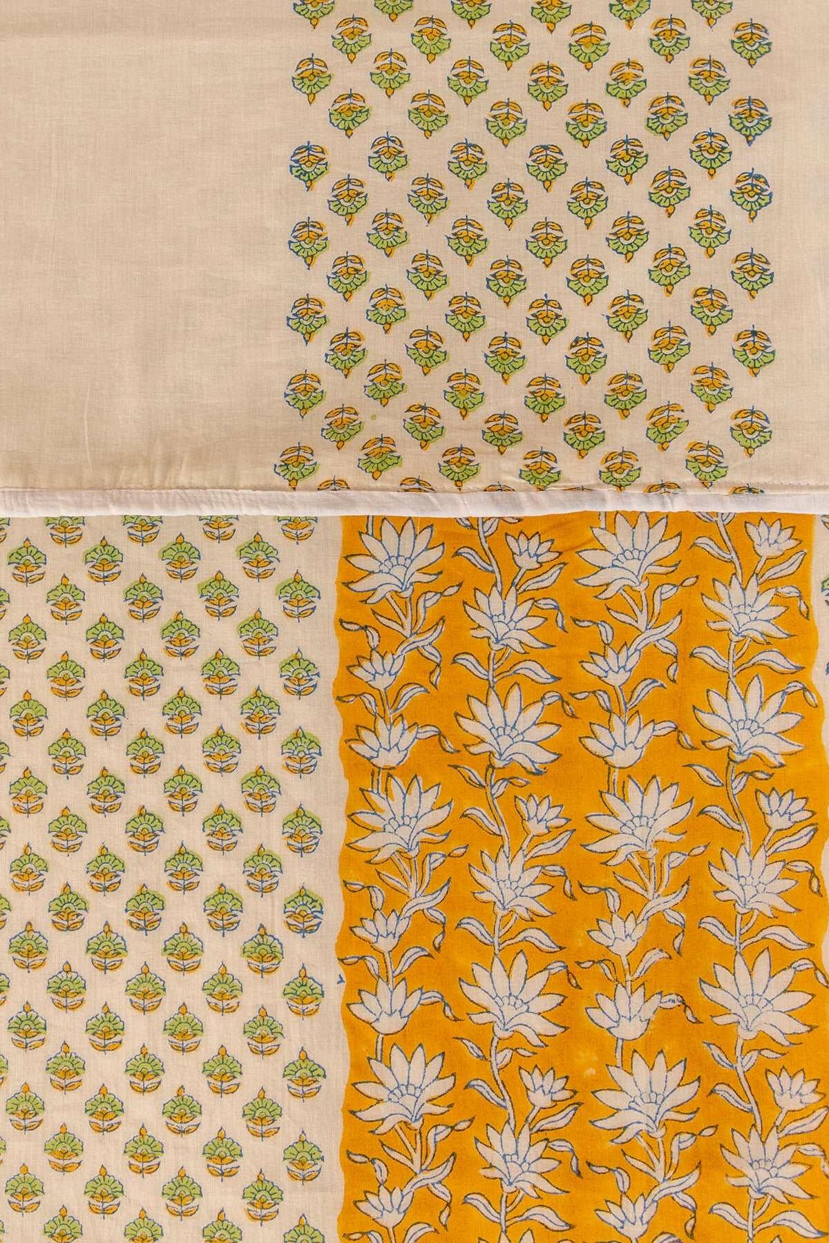 Golden Lime Magnolia Cotton Dohar
