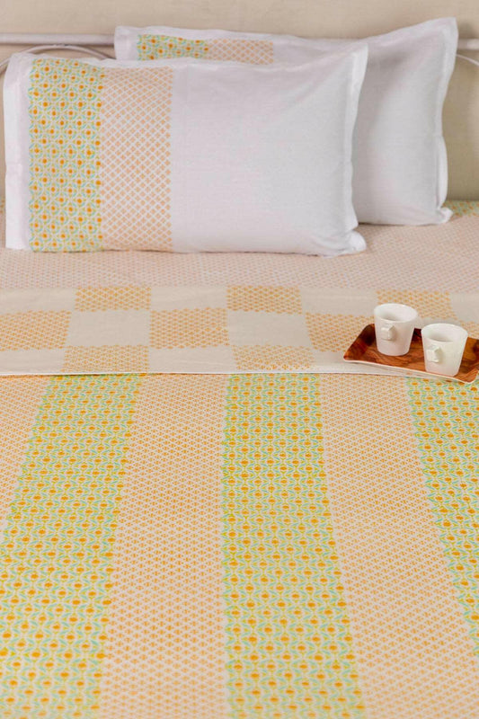 Aqua & Apple Green Polygon Cotton Dohar
