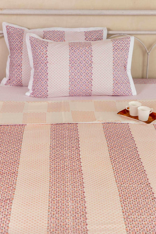 Fired Brick & Rose Tan Polygon Cotton Dohar