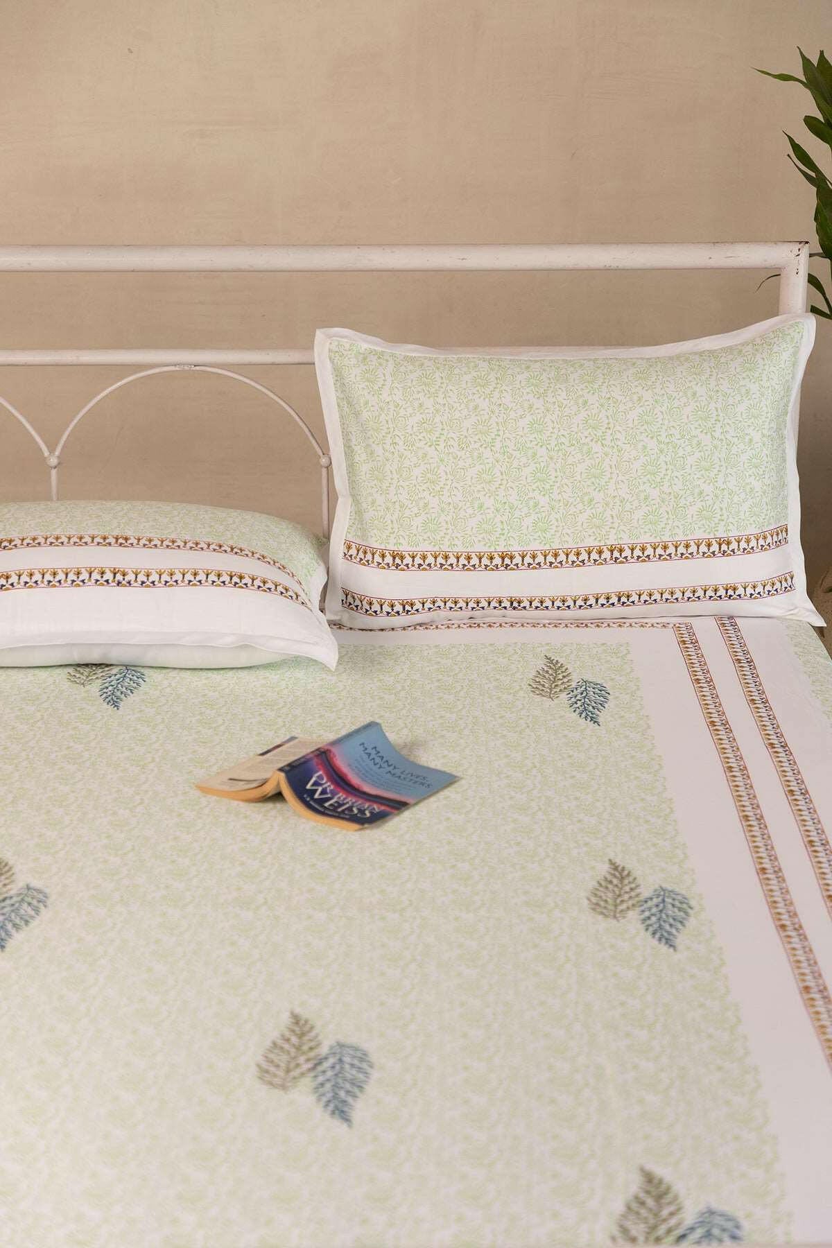 Jade & Space Blue Leaf Bedsheet