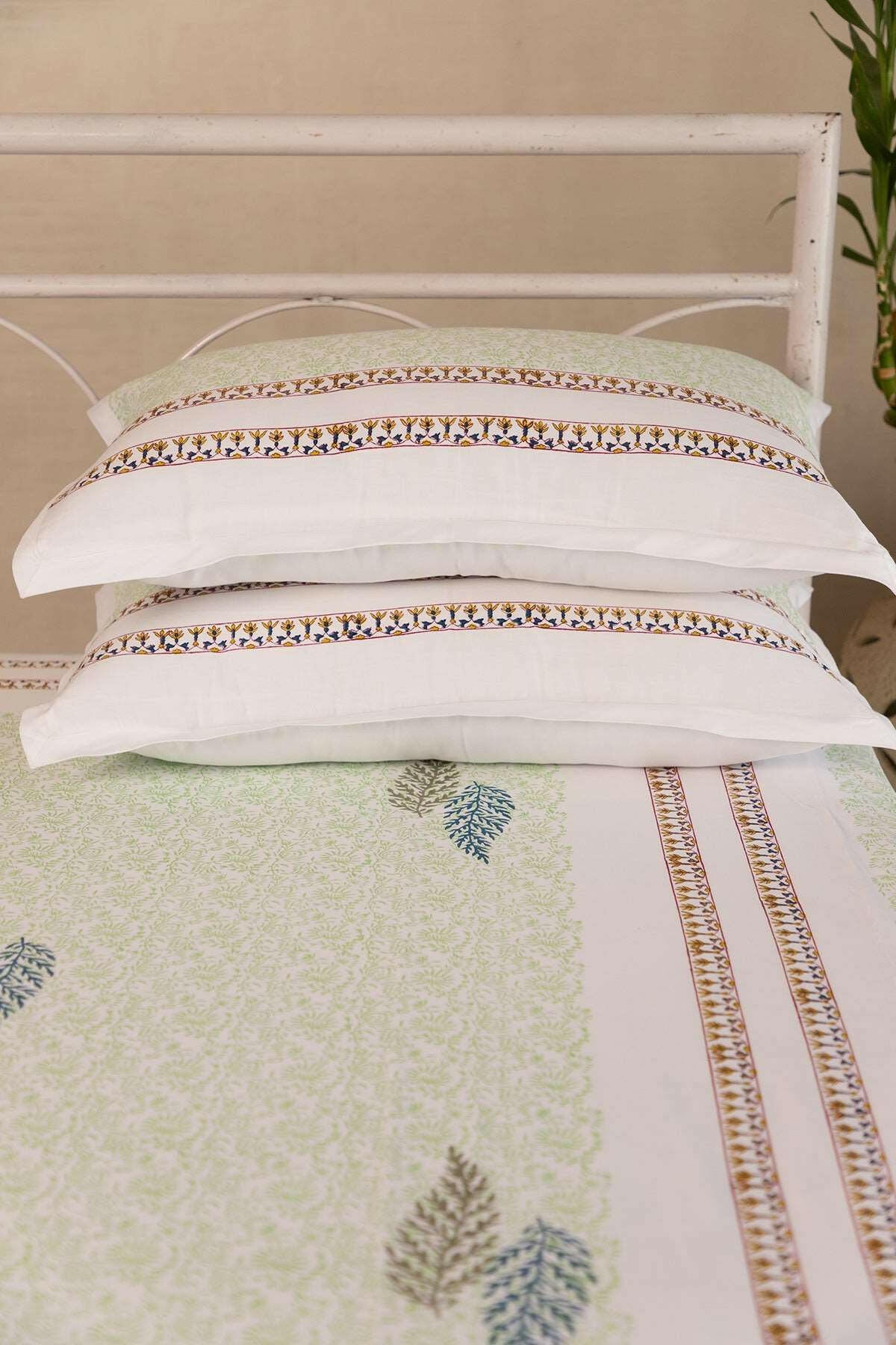 Jade & Space Blue Leaf Bedsheet