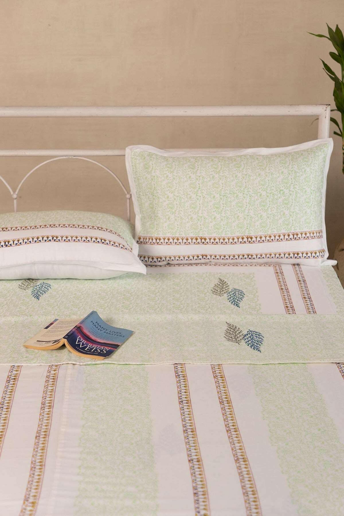 Jade & Space Blue Leaf Cotton Dohar