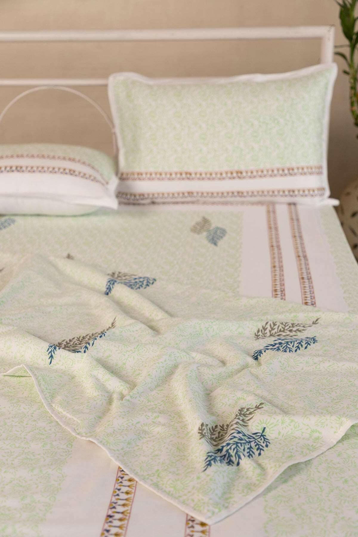 Jade & Space Blue Leaf Cotton Dohar