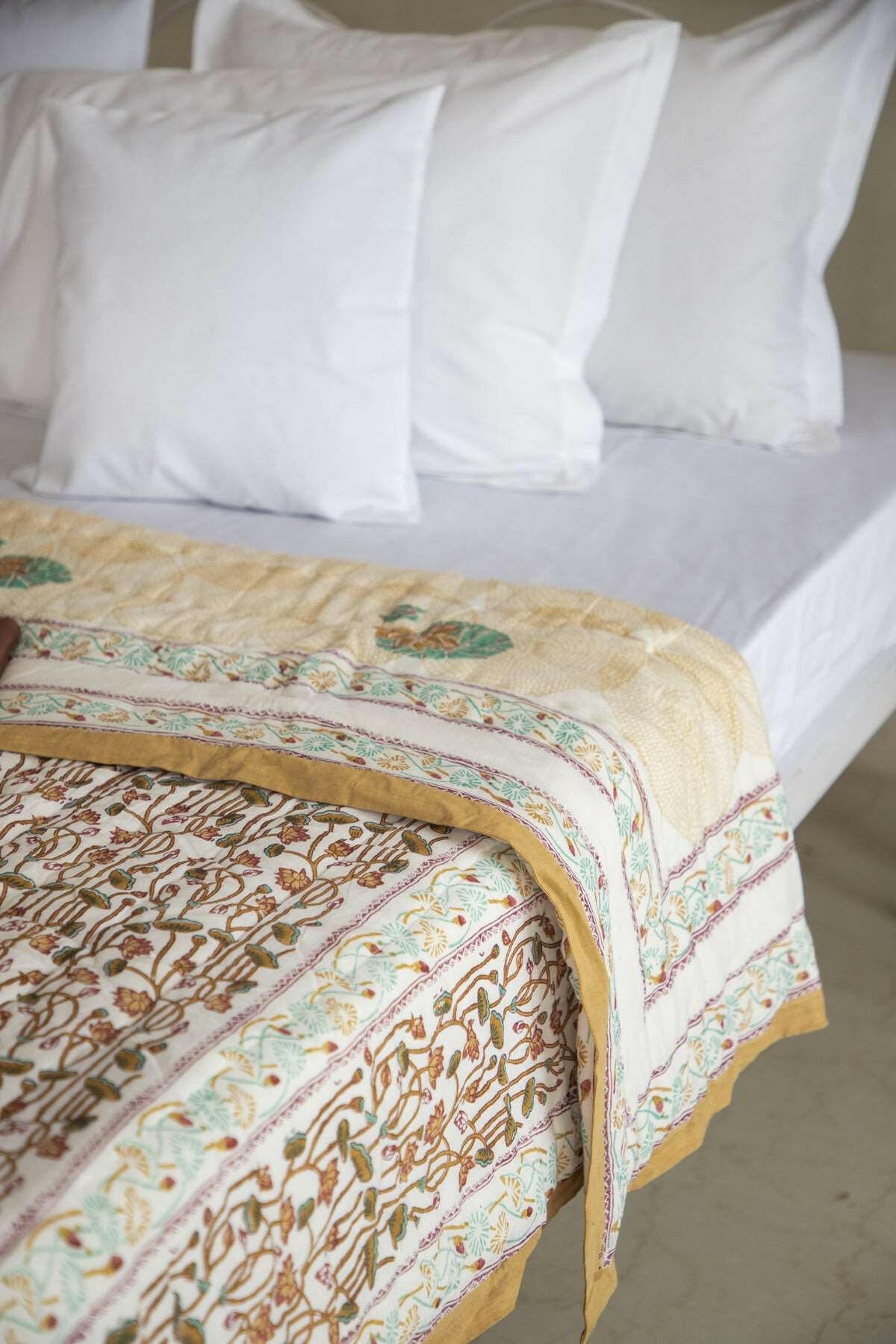 Golden Lotus Pond Quilt