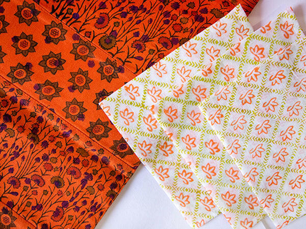 Coral Orange Floral Table Mats Set
