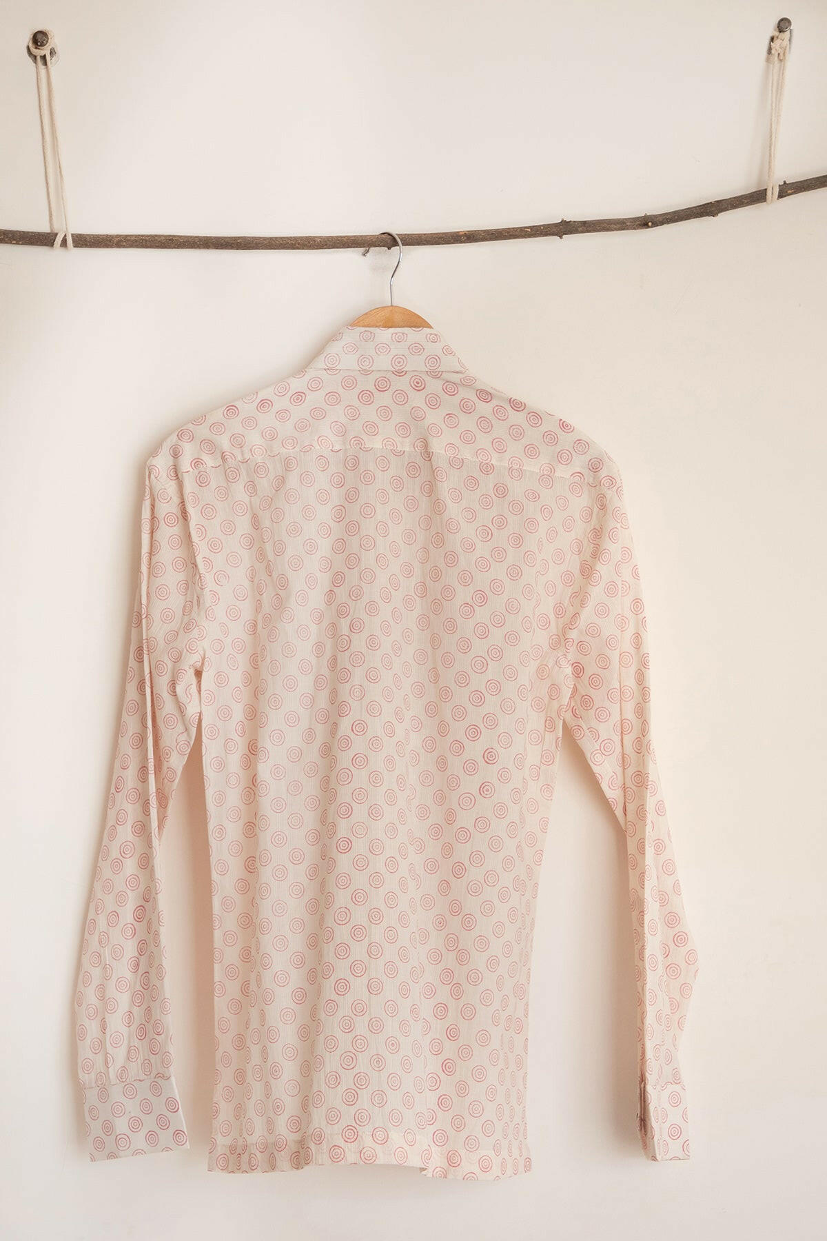 White Hand Block Printed Men's Shirt
