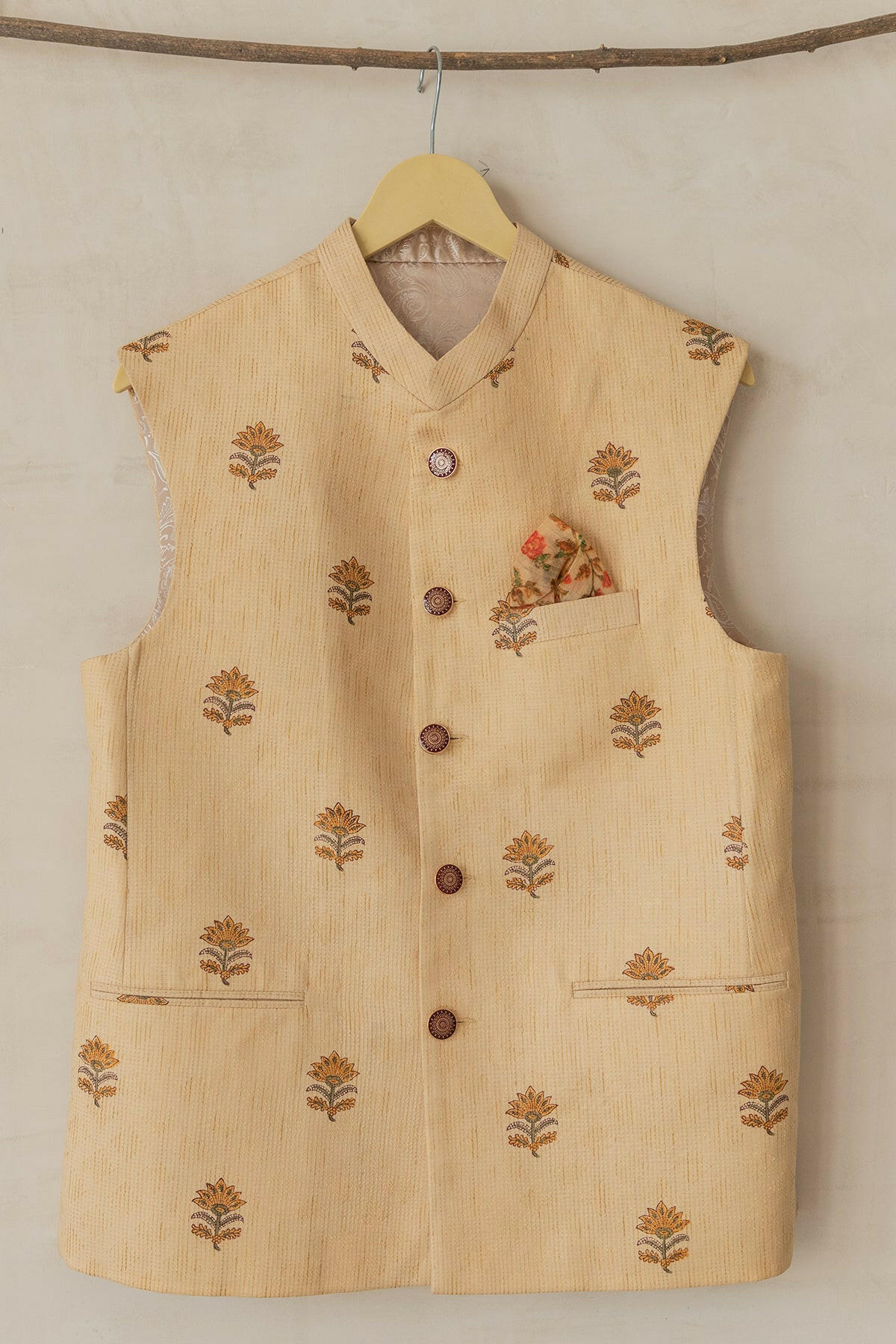 Kantha Cream Men's Bundi