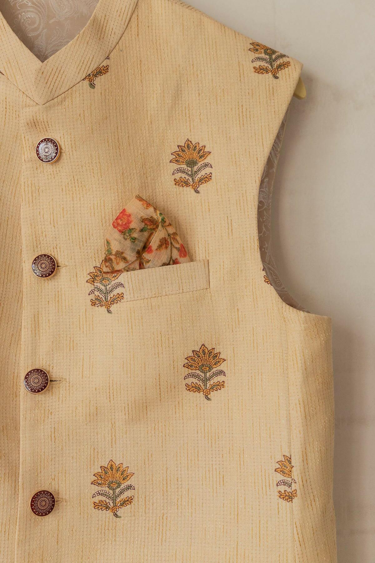 Kantha Cream Men's Bundi
