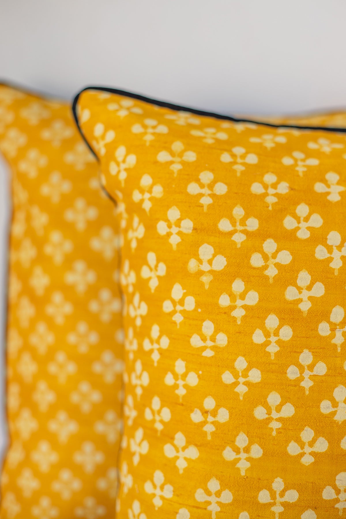 Honey & Black Raw Silk Cushion Cover