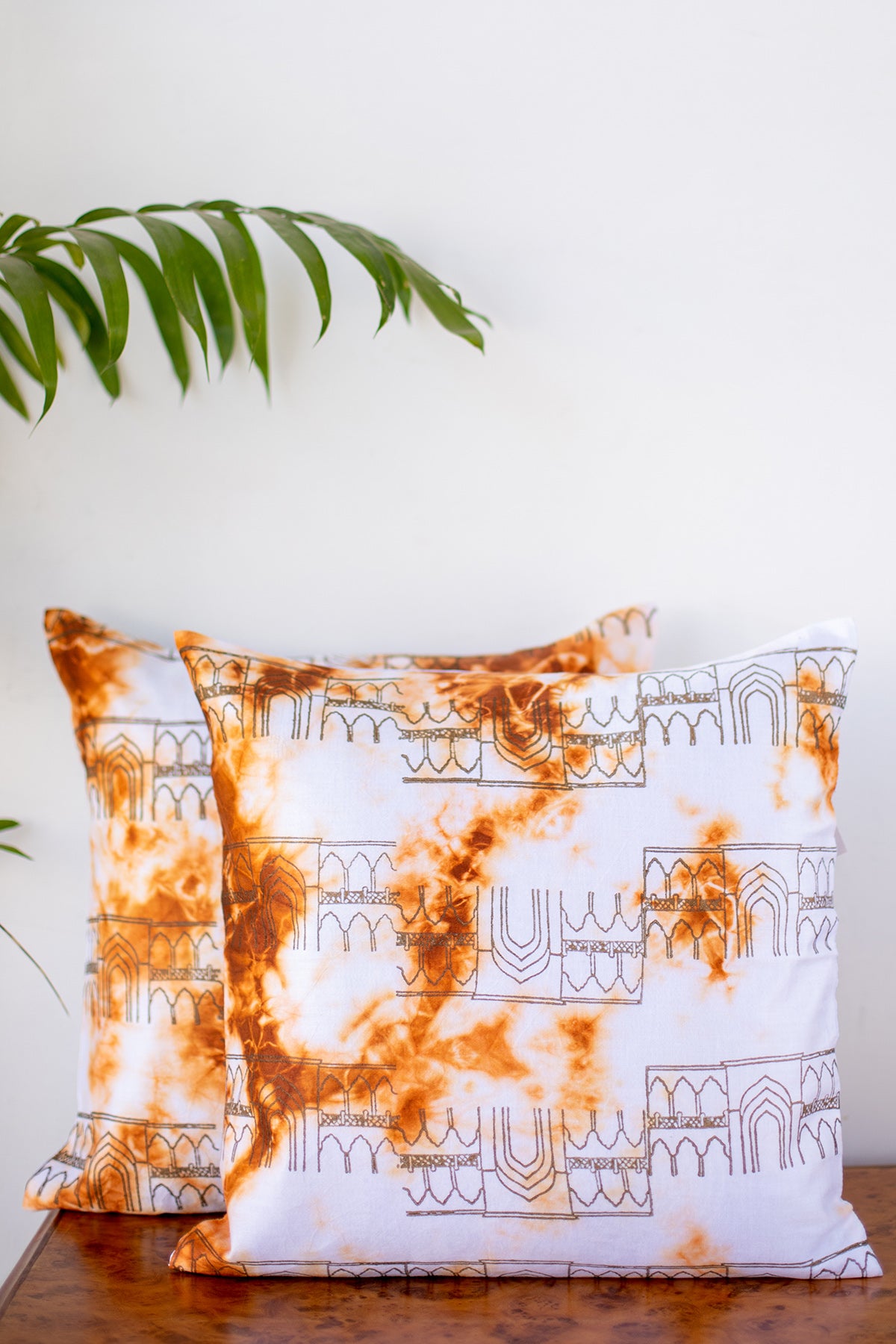 Copper & Gold Pinkcity Embroidered Cushion & Runner Set