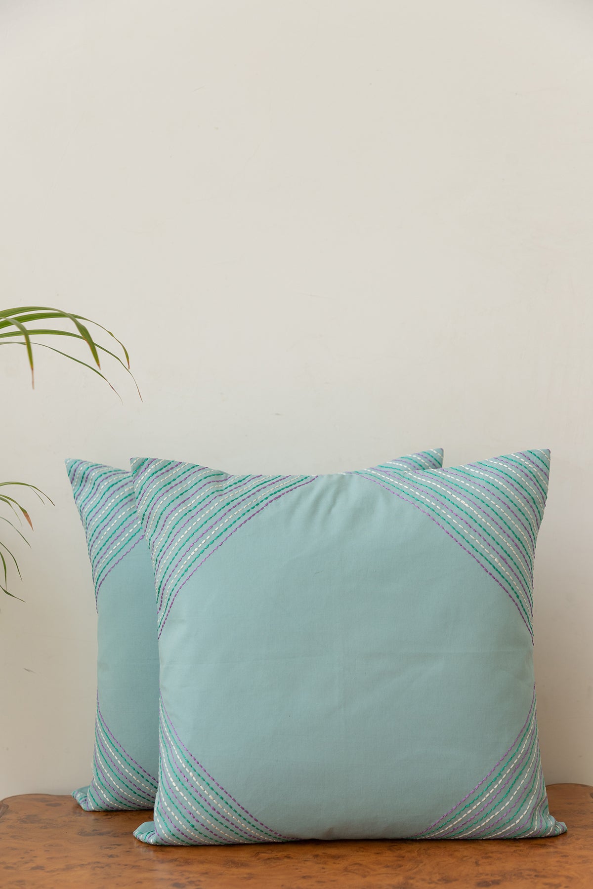 Green Garden Embroidered Cushion Cover