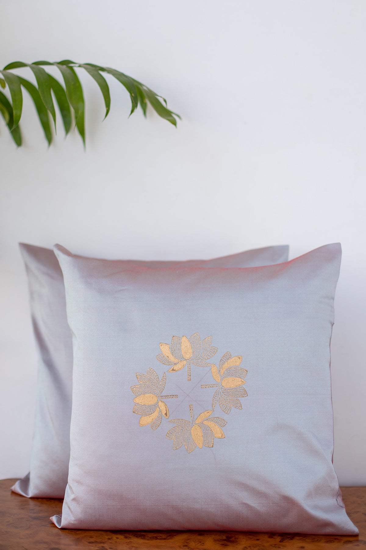 Silver Lotus Cushion Runner Set