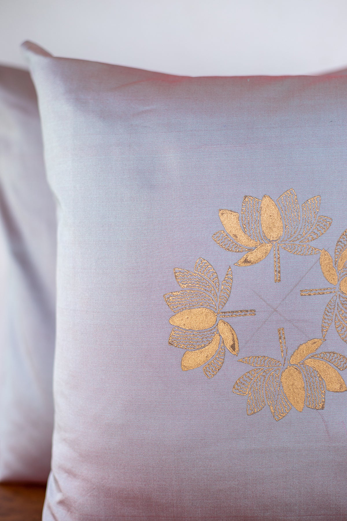 Silver Lotus Cushion Runner Set