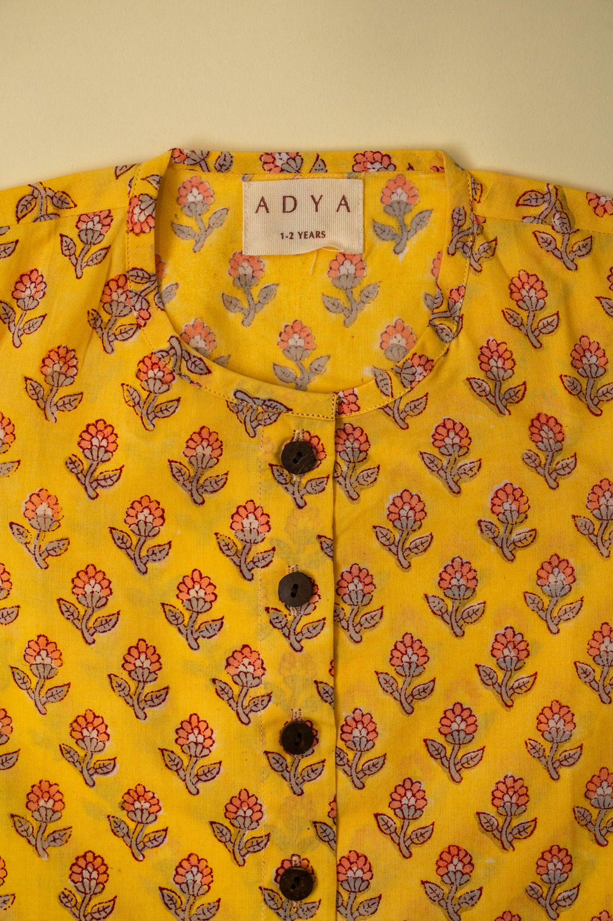 Yellow Stripes Block Print Kurta Pyjama