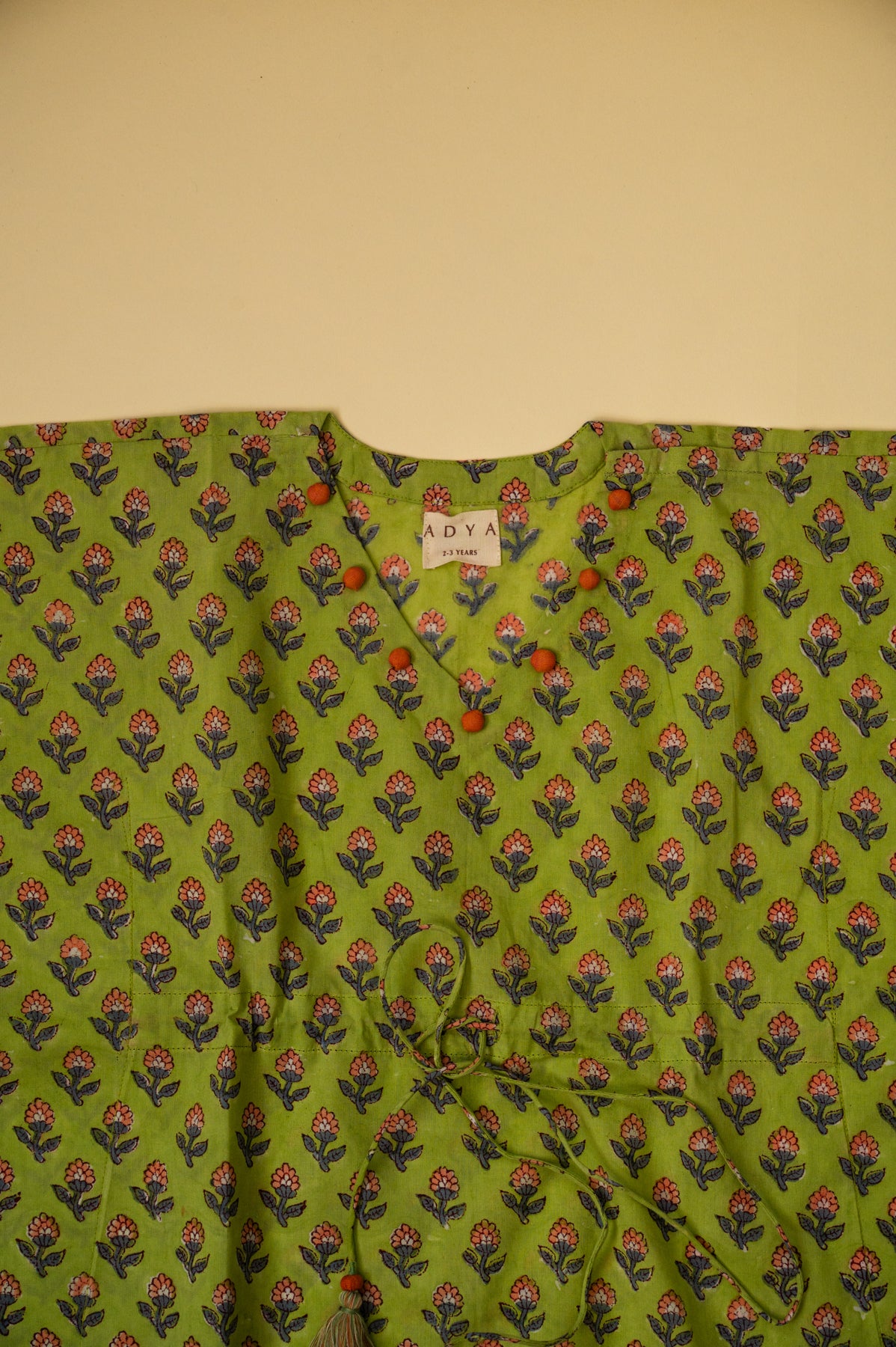 Green Floral Girl Kaftan Set