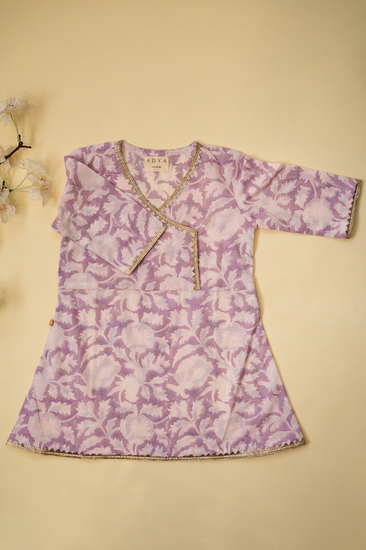 Lavender Ombre Floral Kurti Sharara Set
