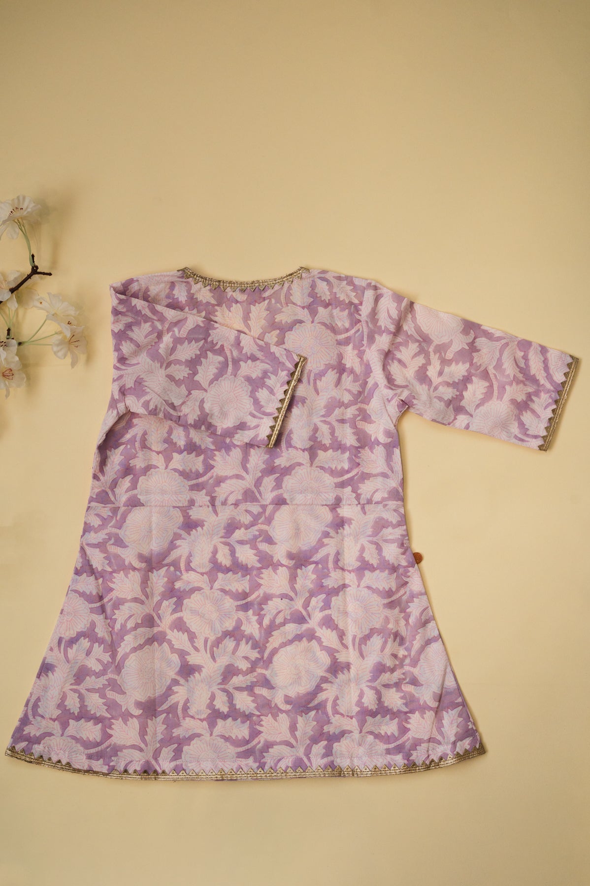 Lavender Ombre Floral Kurti Sharara Set