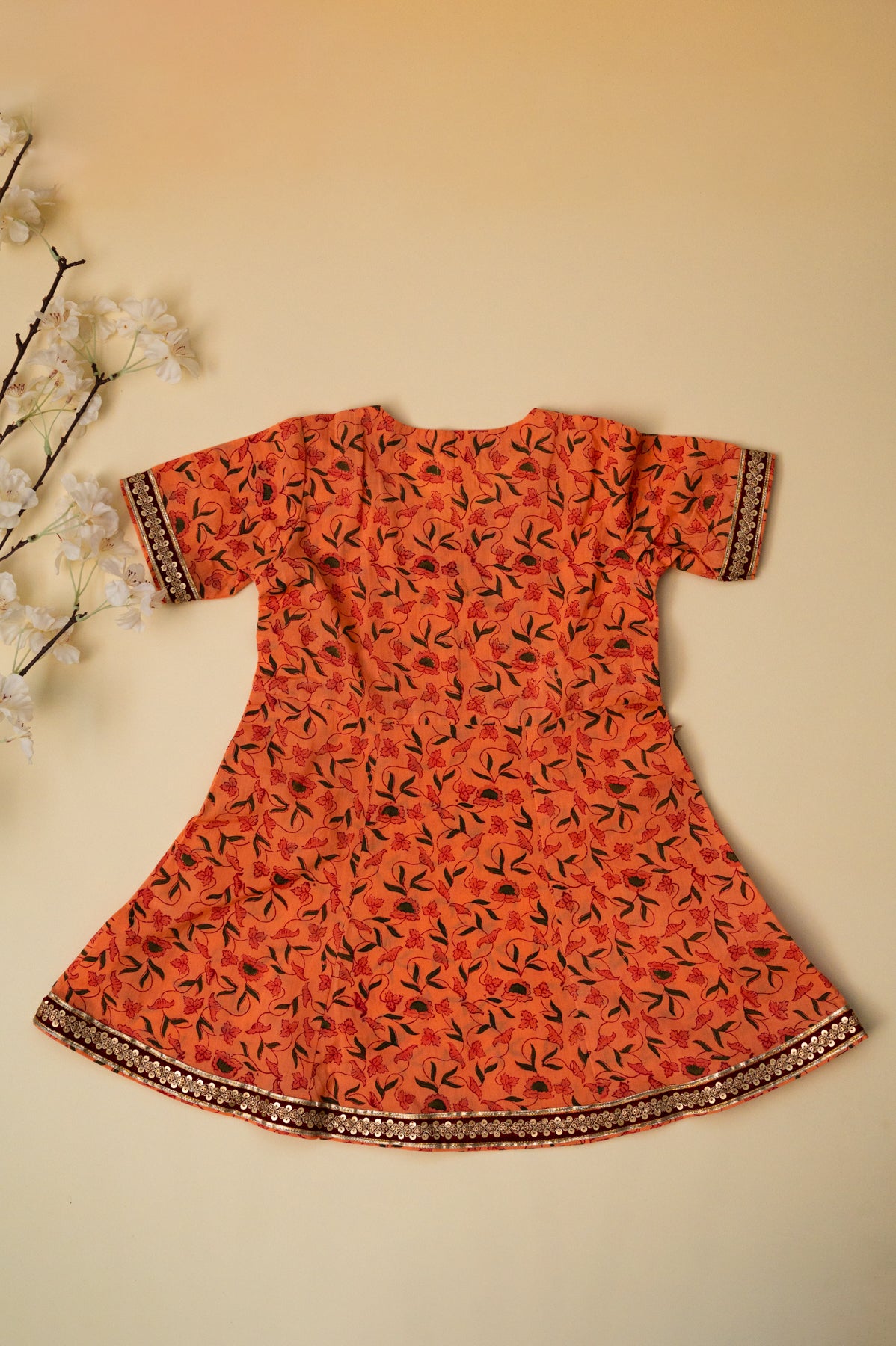 Orange Floral Festive Co-ord Set