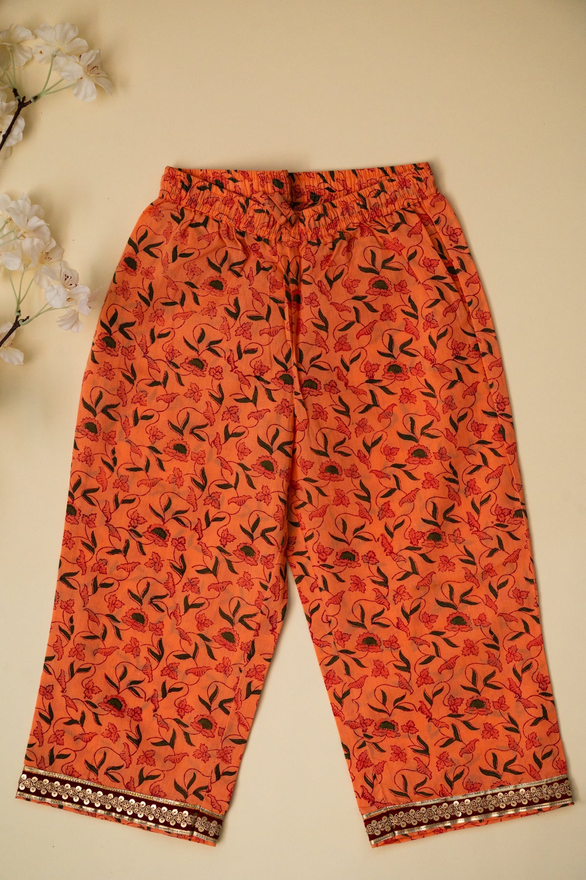 Orange Floral Festive Co-ord Set