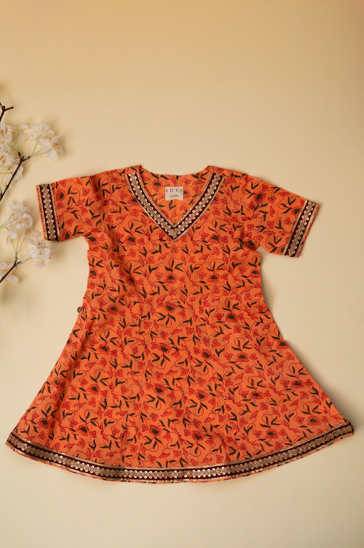 Orange Floral Festive Co-ord Set