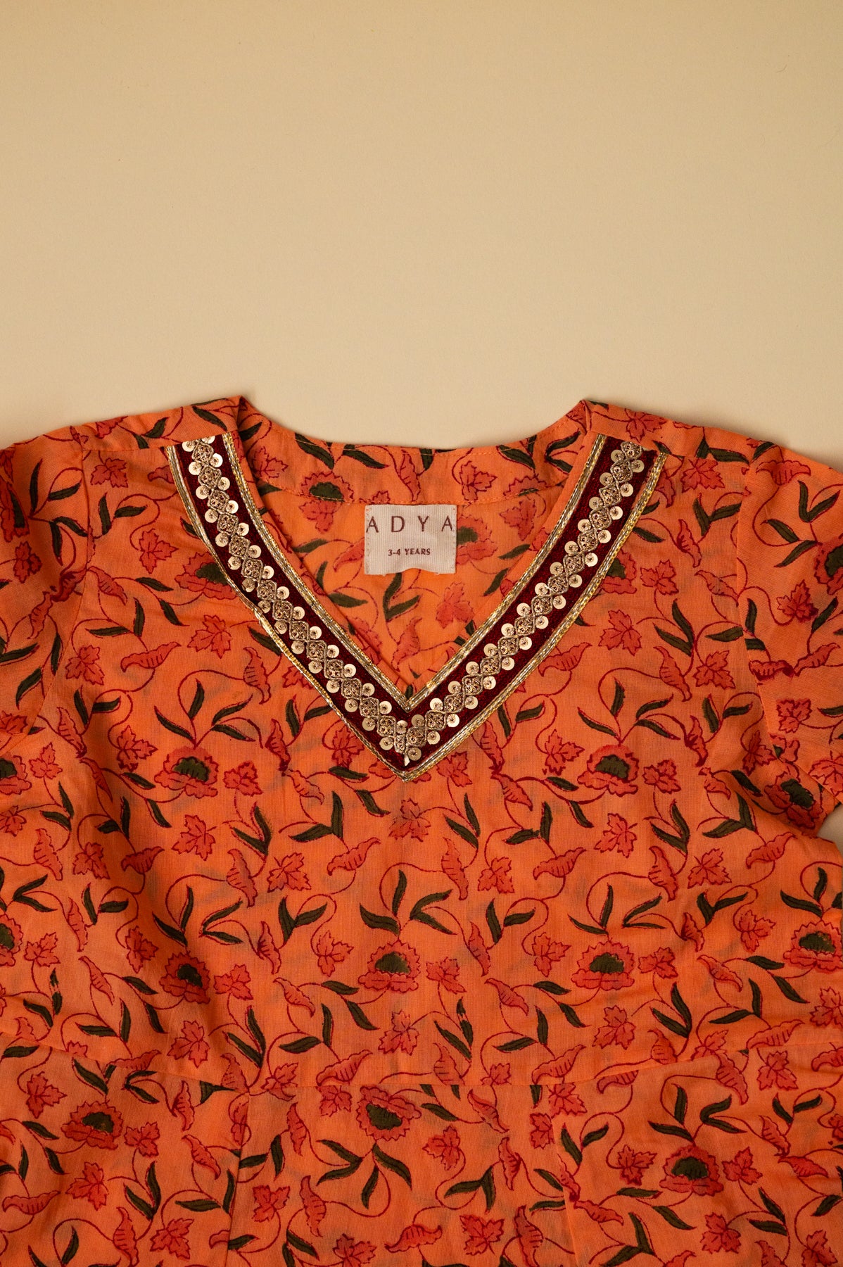 Orange Floral Festive Co-ord Set