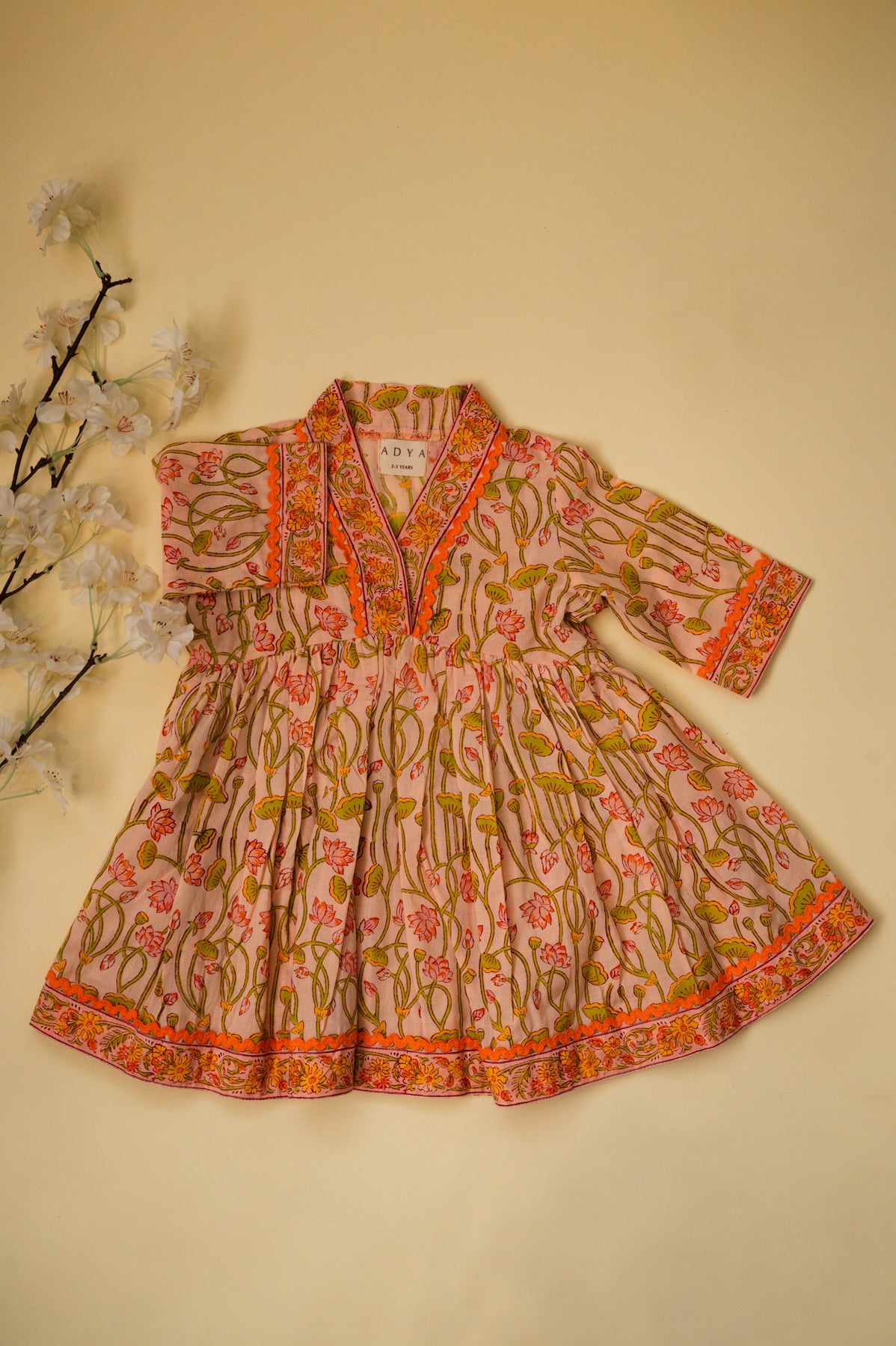 Peach Lotus Festive Co-ord Set With Tulip Pants