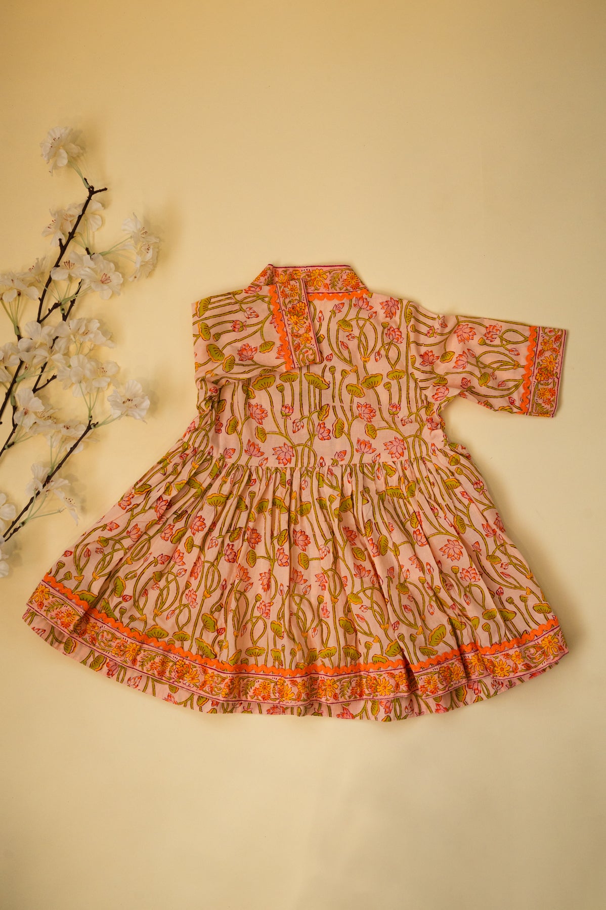 Peach Lotus Festive Co-ord Set With Tulip Pants