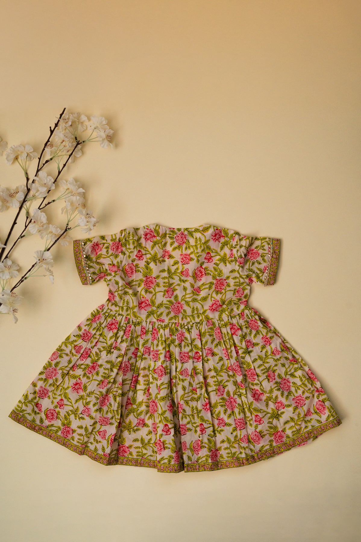 Light Yellow & Pink Floral Kurta Sharara Set