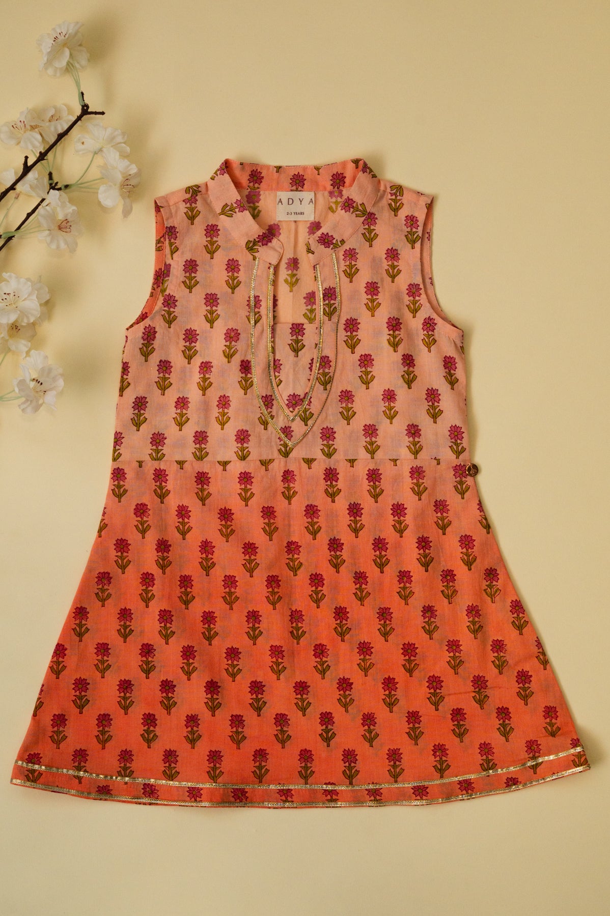 Peach Ombre Floral Top With Pants