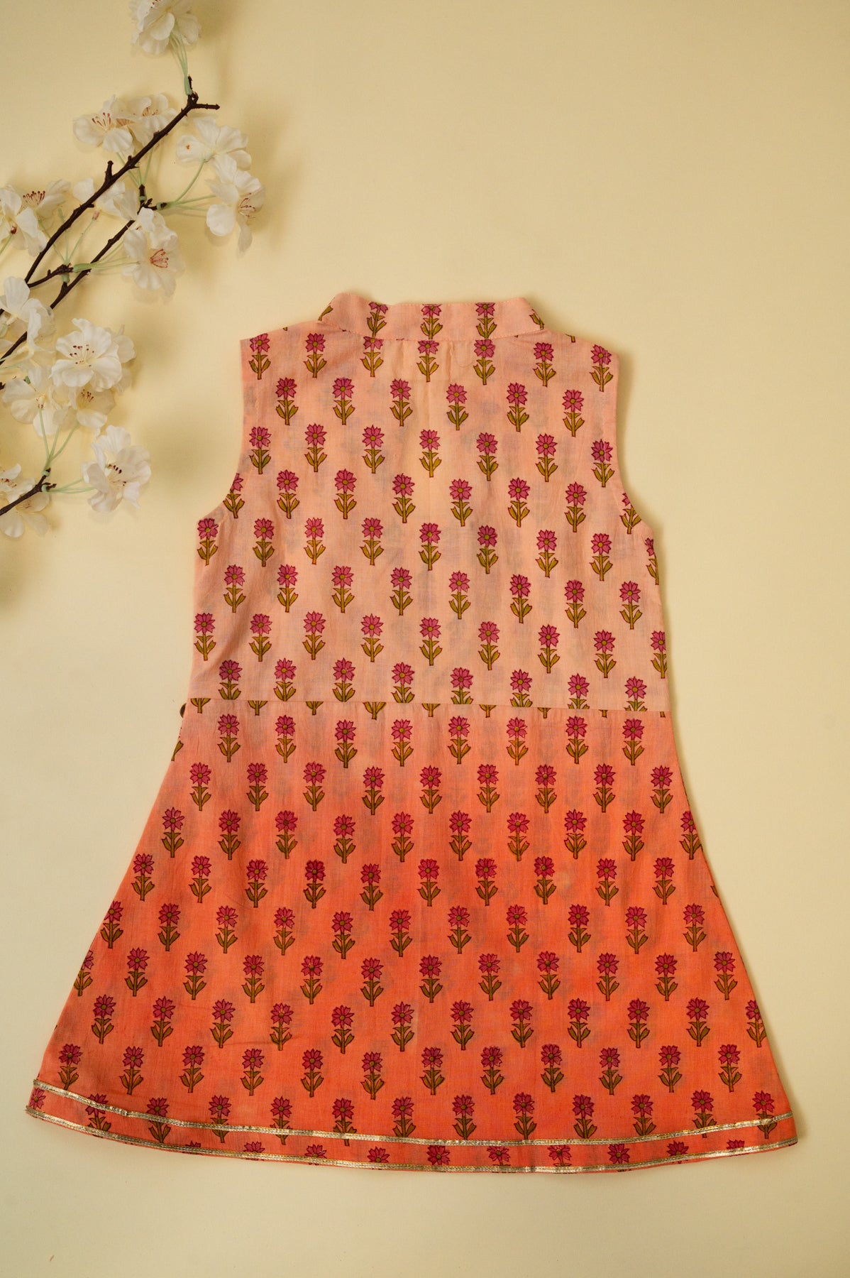 Peach Ombre Floral Top With Pants