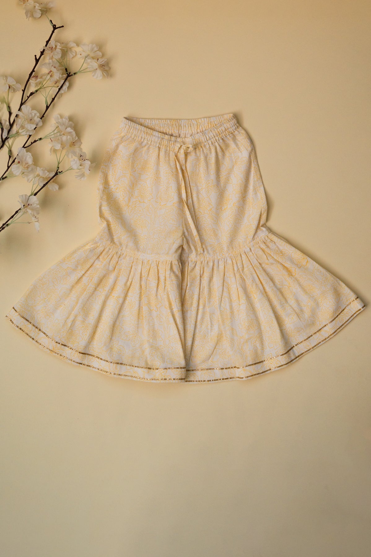 Orange Floral Jaal Kurta Sharara Set