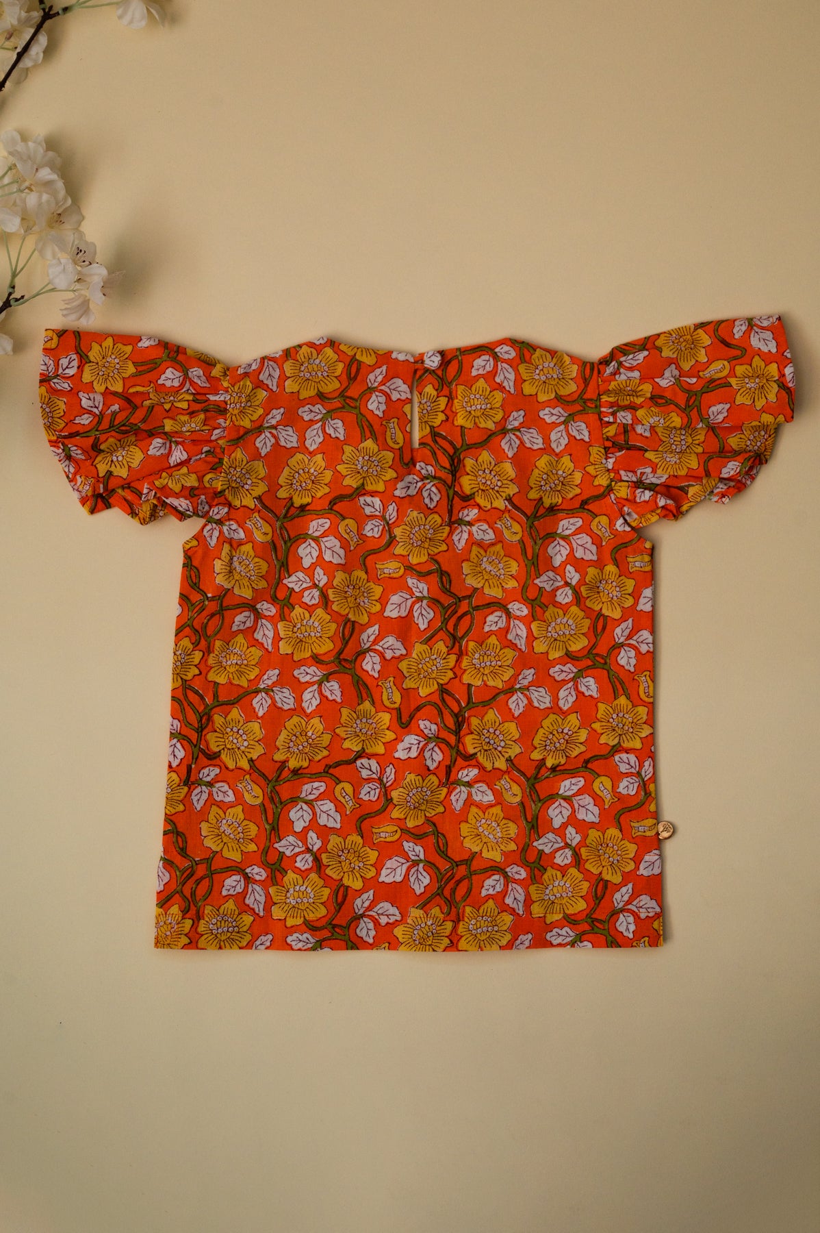 Orange Floral Jaal Kurta Sharara Set