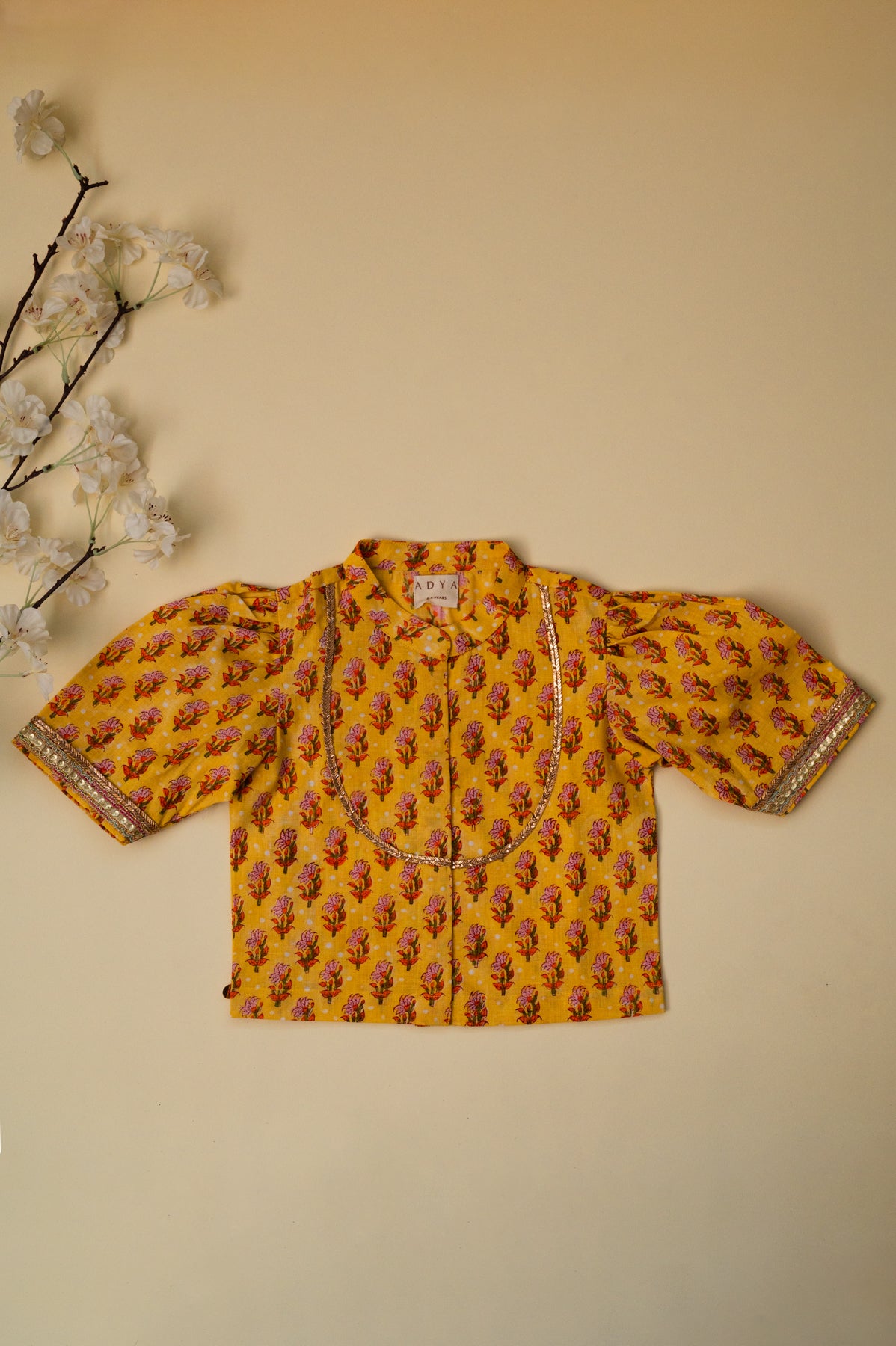 Yellow Rose Floral Kurti With Lehenga