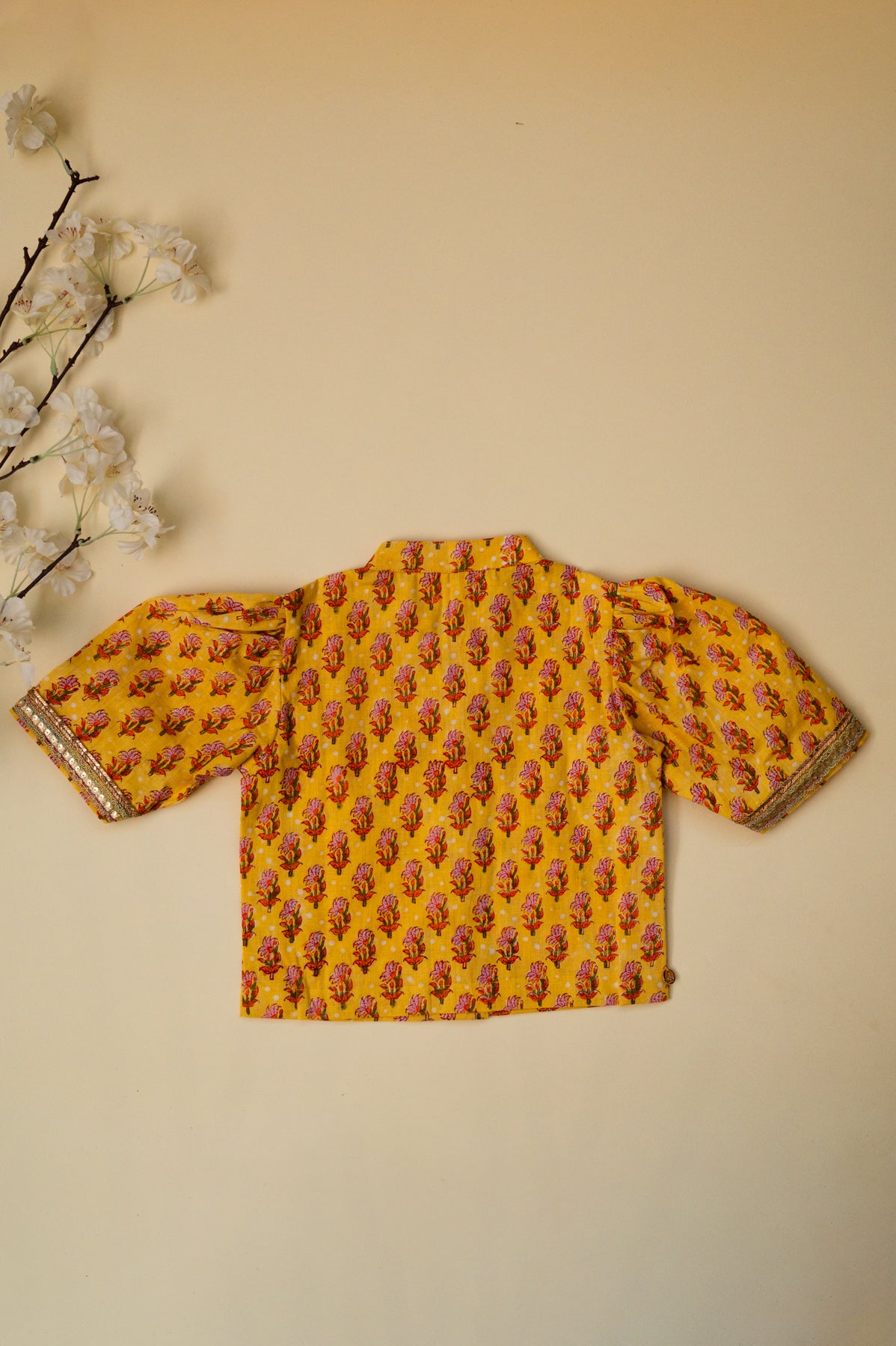 Yellow Rose Floral Kurti With Lehenga