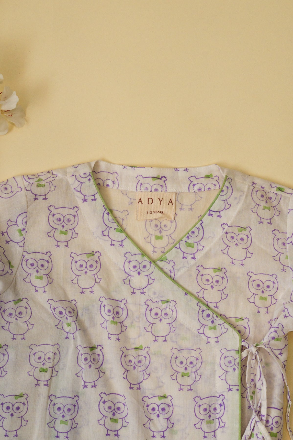 White Angrakha Owl Kids Night Suit