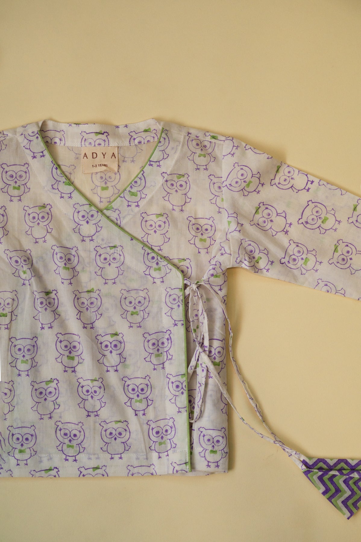 White Angrakha Owl Kids Night Suit
