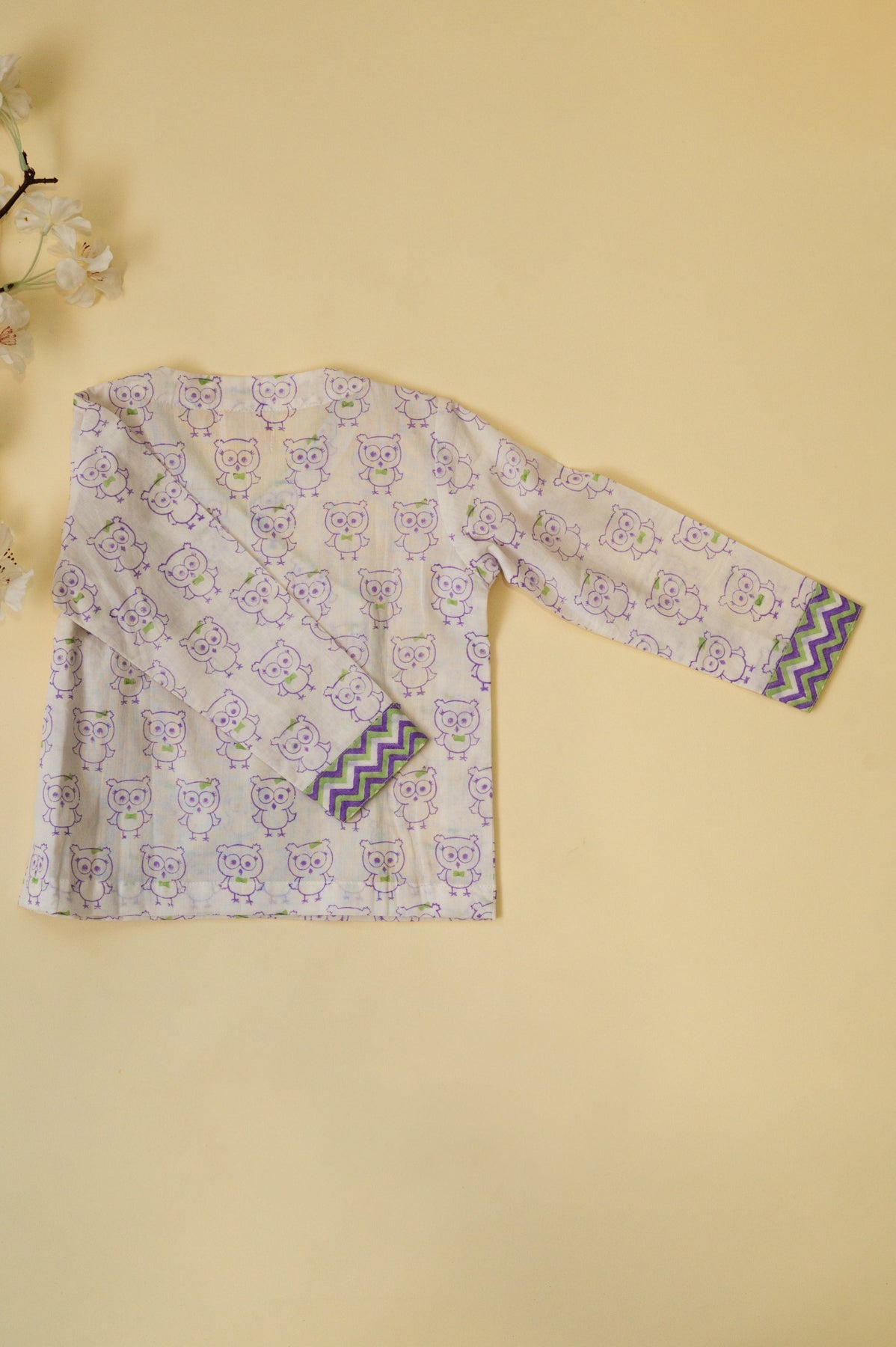 White Angrakha Owl Kids Night Suit